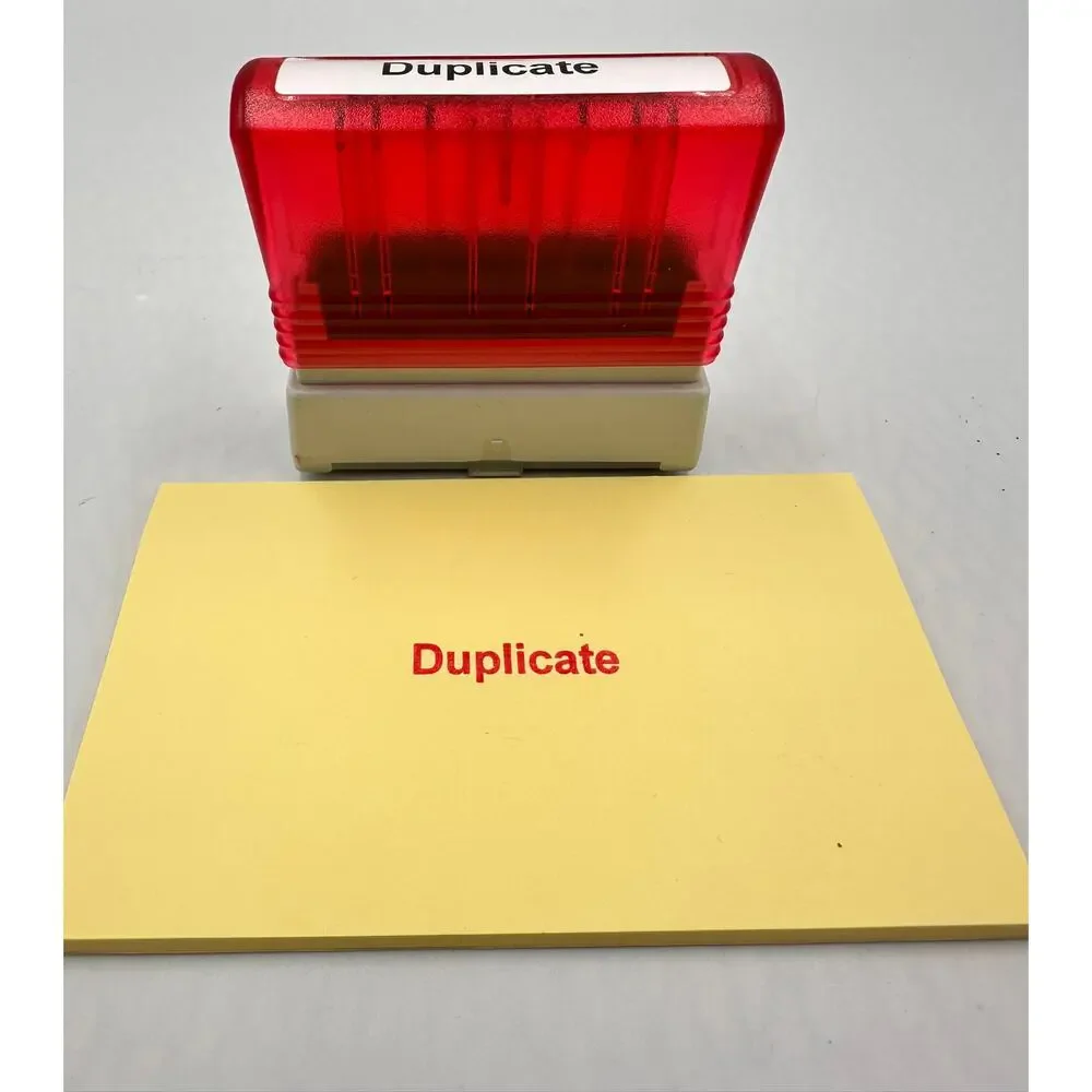 Custom Office Pre Inked Message Stamp DUPLICATE Red